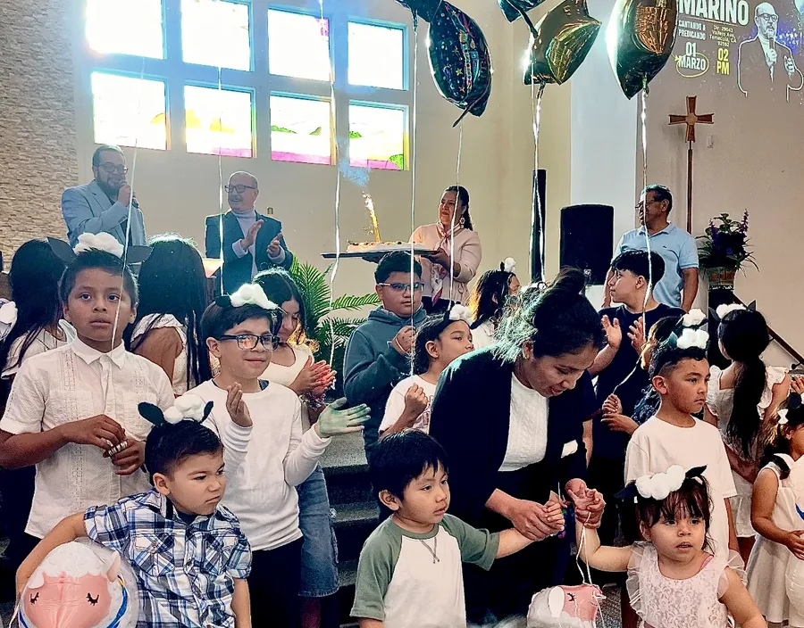 Kids celebrating at a Love California Church children’s event